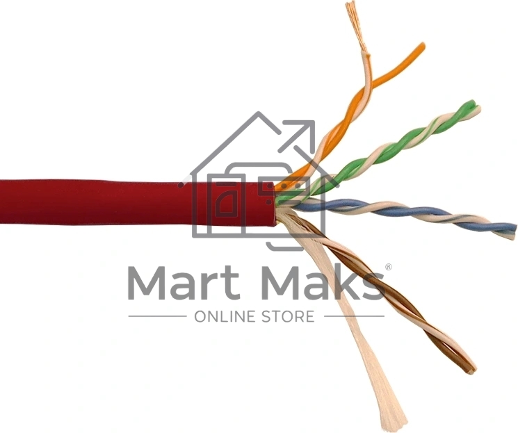 Кабель LANMASTER патч-кордовый UTP, 4x2, сat.5e, 350Mhz, LSZH, красный, 305 м