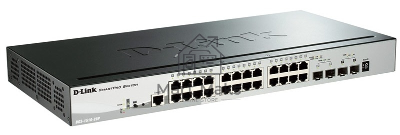 Сетевое оборудование D-Link DGS-1510-28P/A1A Управляемый стекируемый коммутатор SmartPro с 24 портами 10/100/1000Base-T с поддержкой PoE, 2 портами 1000Base-X SFP и 2 портами 10GBase-X SFP+