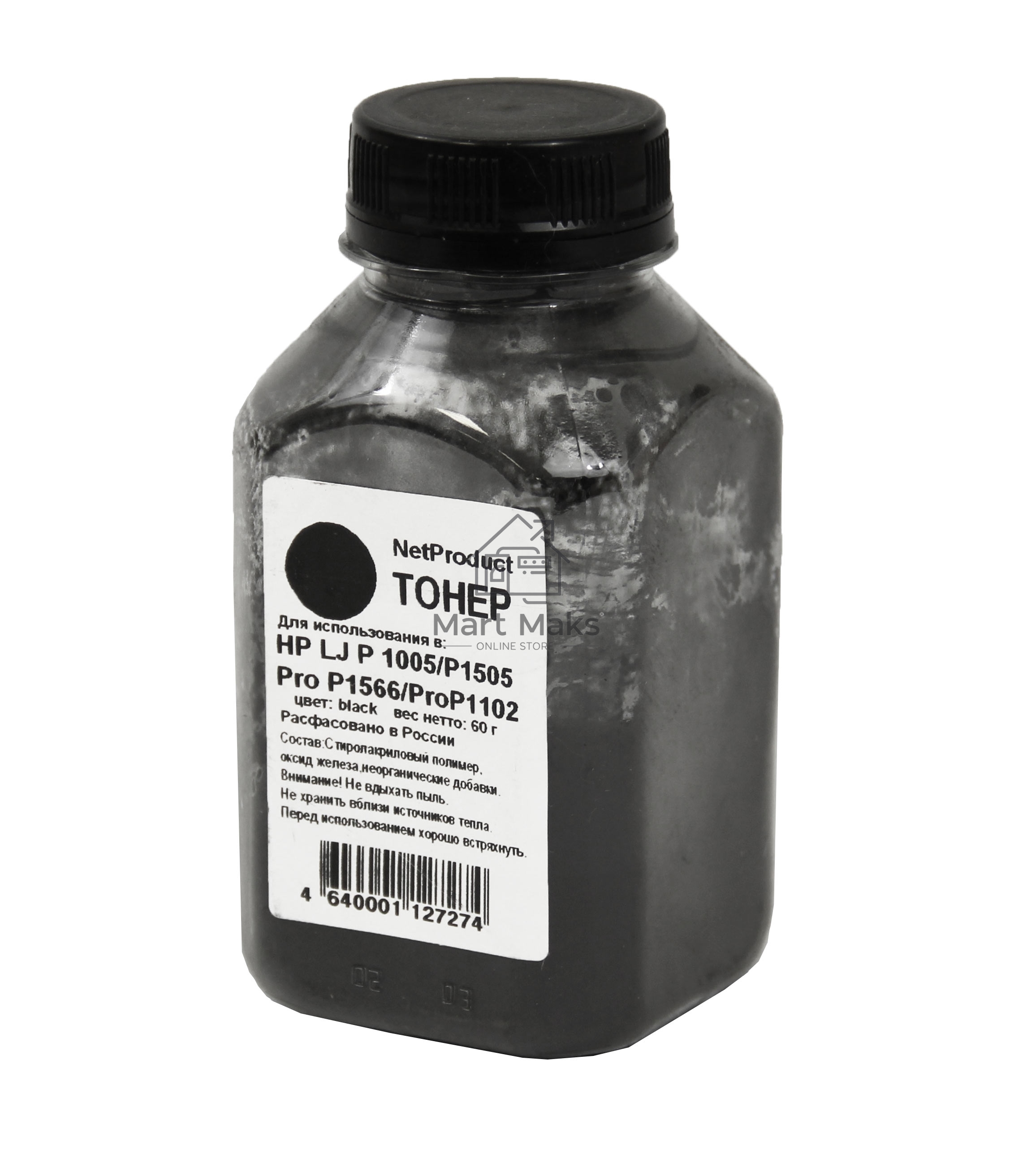 Тонер HP LJ P1005/P1505/ProP1566/ProP1102 (NetProduct) 60 г, банка