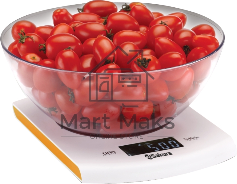 Весы кухонные Sakura SA-6068A 7кг элек бел/оранж