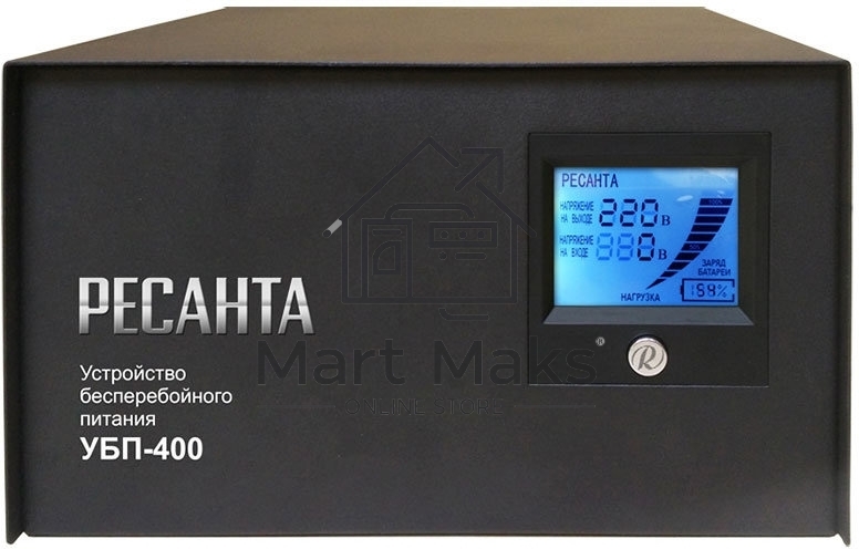 Устройство бесперебойного питания Ресанта УБП-400400 ВА. 300 Вт. 140-260 В. 1 розетка