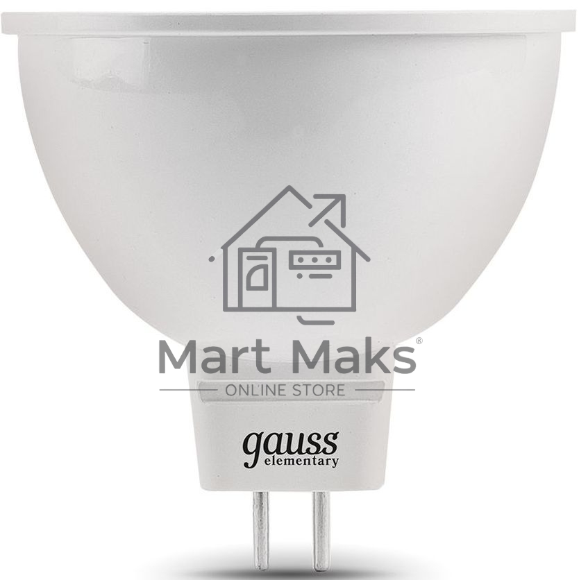 Лампа светодиодная Gauss Elementary MR16 9Вт цок.:GX5.3 спот 220B 6500K св.свеч.бел.хол. MR16 (упак.:10шт) (13539)