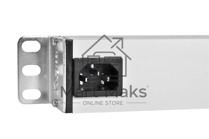 Блок розеток Rem-10 без шнура с выкл., 8 Sсhuko, вход IEC 60320 C14, 10A, алюм., 19