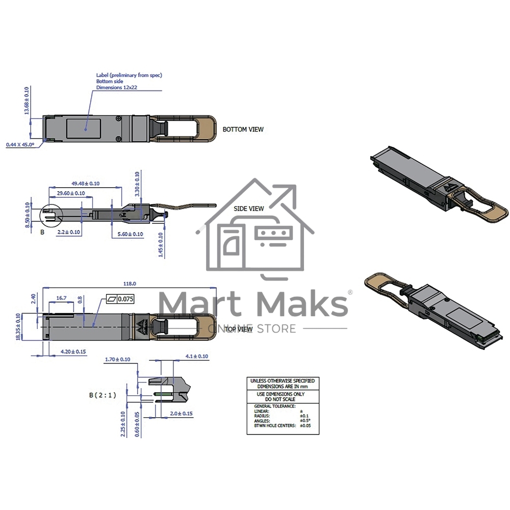 Оптический модуль Mellanox® transceiver, 100GbE, QSFP28, MPO, 850nm, up to 100m, DDMI