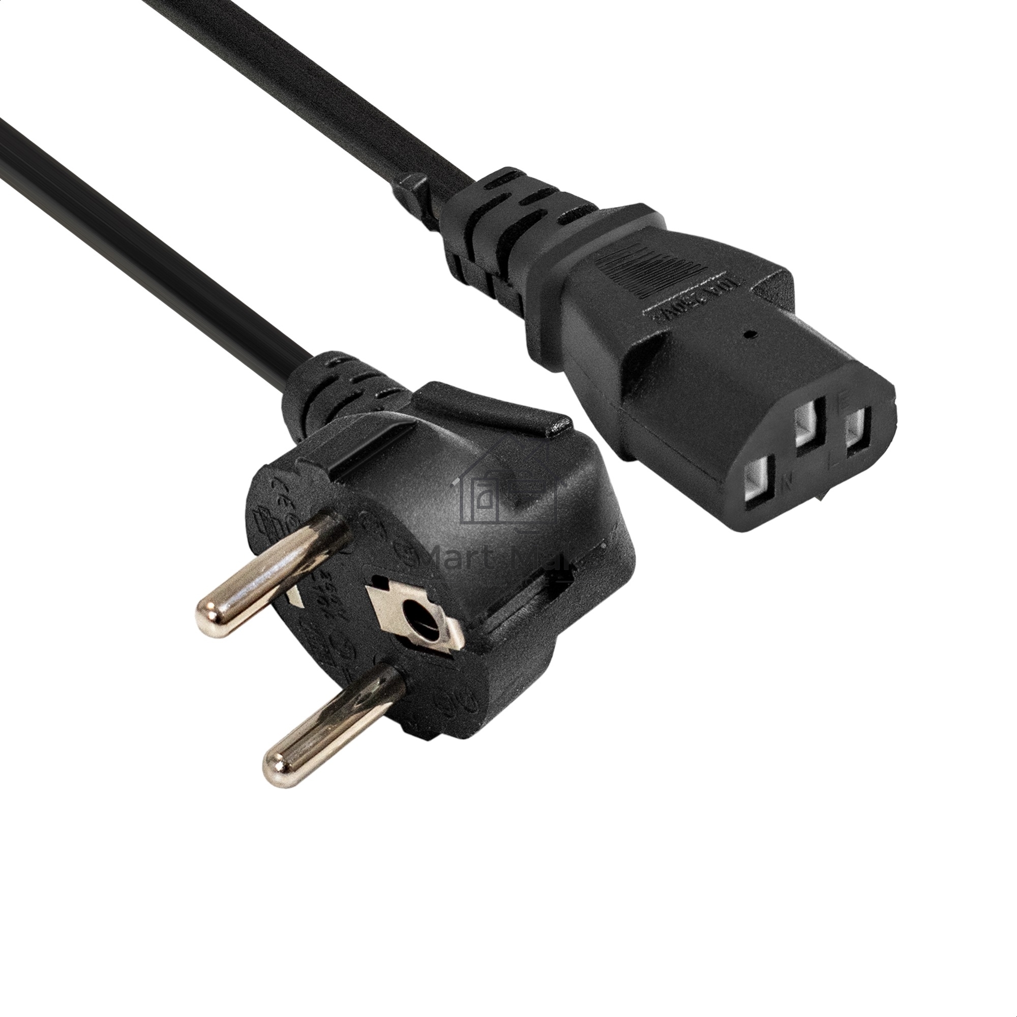 Кабель питания ExeGate Power PC-1P (Евровилка угловая Schuko->C13, VDE-250V-3*0.5mm2, медь, черный, 6A, 1м)
