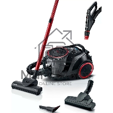 Пылесос Bosch BGS41POW1 черный/красный, 350/700 Вт, уборка сухая, пылесборник контейнер 2.4 л