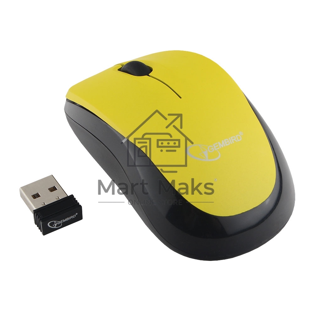 Мышь беспроводная Gembird MUSW-360-LM желтый, 1000 dpi, радиоканал, USB, кнопки - 3