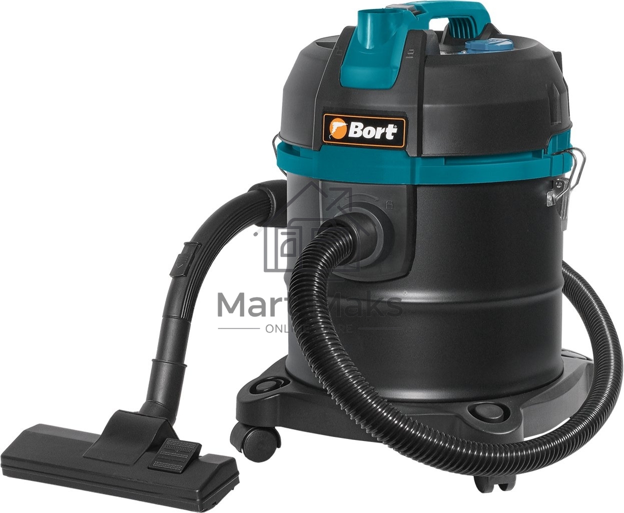Строительный пылесос Bort BSS-1220 черный (93412598) 240/1200 Вт, уборка сухая/влажная, пылесборник мешок/контейнер, 20 л