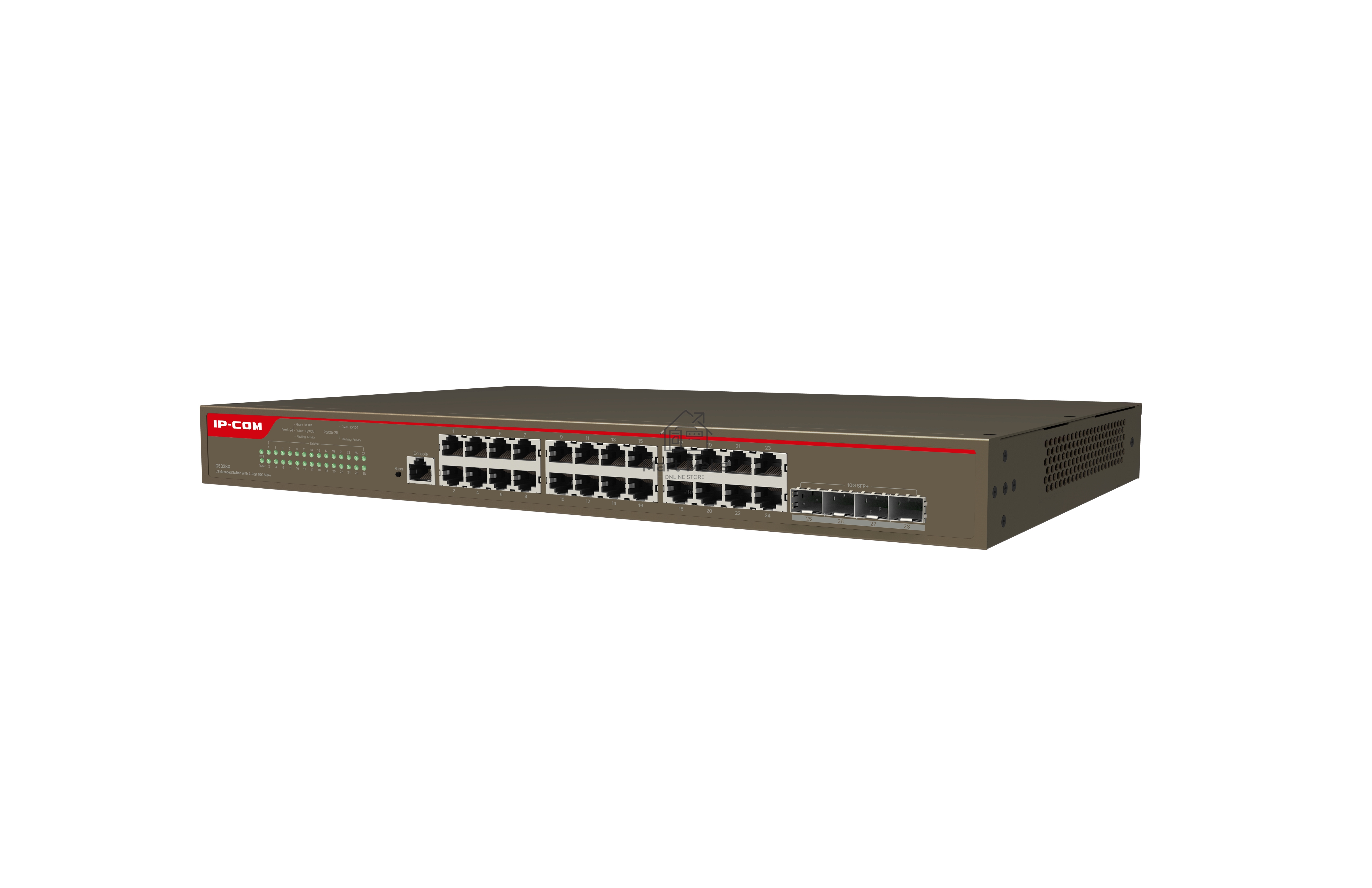 Коммутатор управляемый в стойку, 24*1Gbit RJ45, 4*SFP 10Gbit,  console port IP-COM G5328X