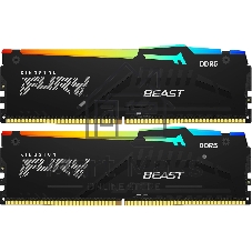 Оперативная память Kingston Fury Beast, DDR5, 32Gb (2x16GB), 5600MHz, CL36, DIMM, с радиаторами, RGB, черный