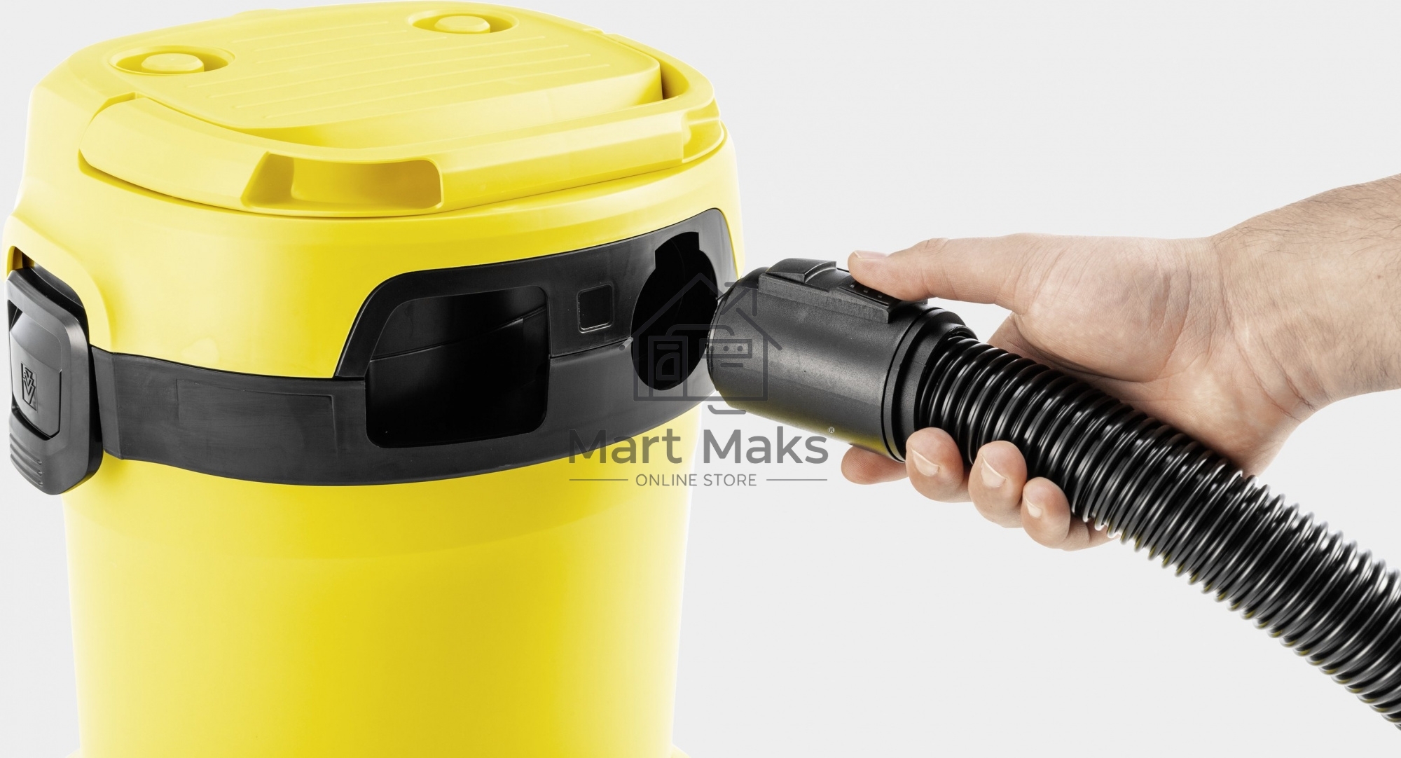 Строительный пылесос Karcher WD 2 Plus V-12/4/18 желтый, 1000 Вт, уборка сухая/сбор воды, пылесборник мешок/контейнер, 12 л