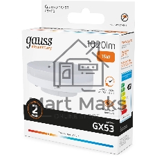 Лампа светодиодная Gauss Elementary 15Вт цок.:GX53 таблетка 220B св.свеч.бел.теп. (упак.:10шт) (83815)
