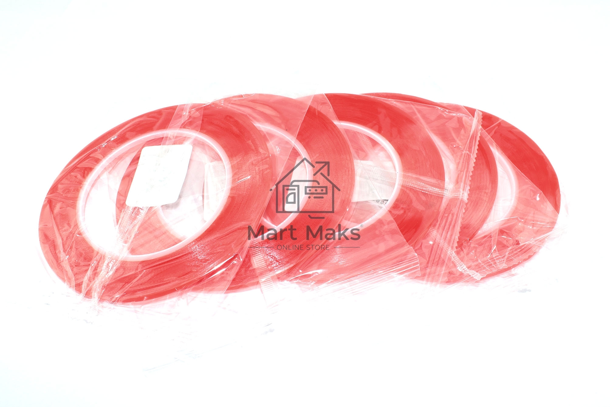 Скотч двусторонний прозрачный 3M с красной защитной лентой ширина 3 мм 25 м 5 шт. 112208