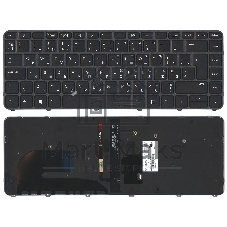 Клавиатура для ноутбука HP EliteBook 745 G3 черная с черной рамкой с указателем и подсветкой