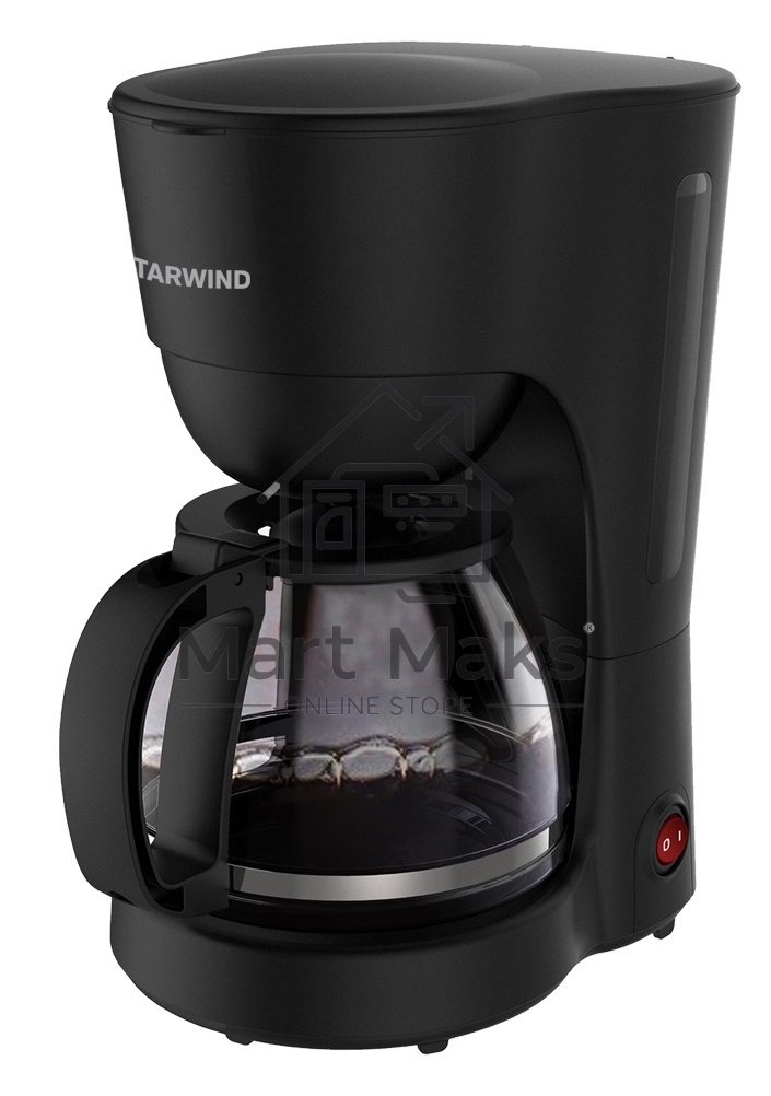 Кофеварка капельная Starwind STD1212 черный, исп. кофе - молотый, 1.25 л, 600 Вт.