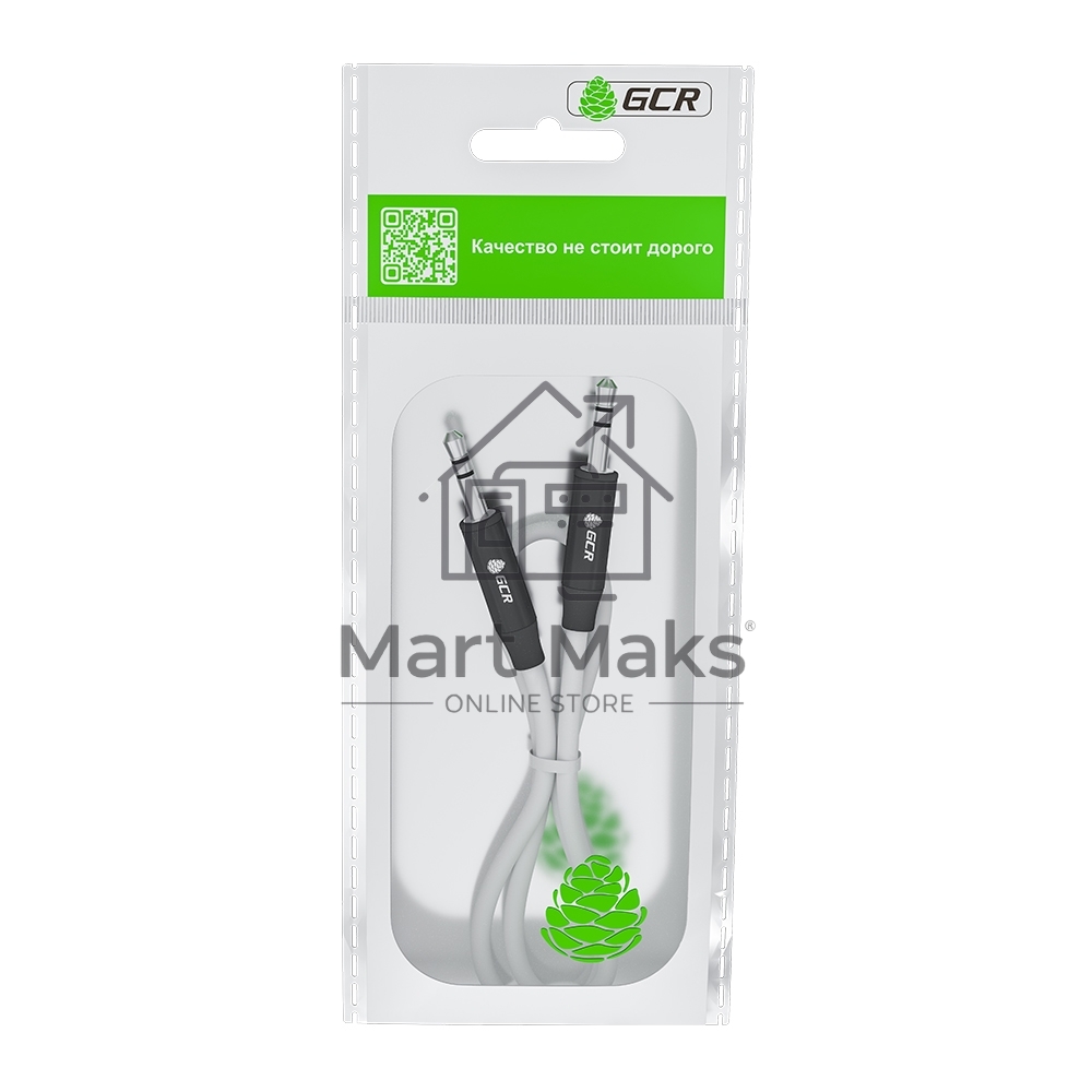 Кабель GCR 3.0m аудио jack 3.5mm/jack 3.5mm белый, AL case черный, M/M, GCR-54752