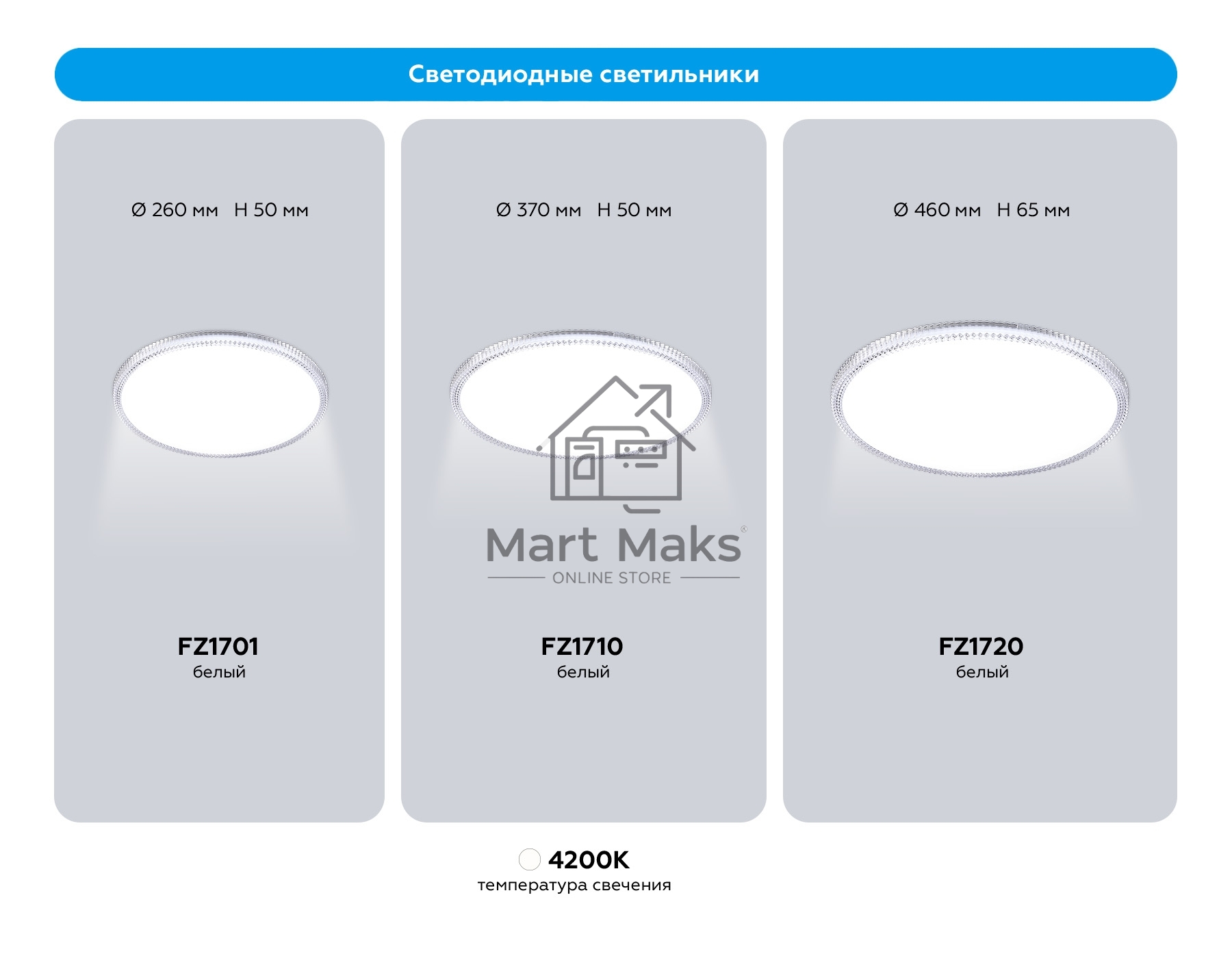 Потолочный светодиодный светильник Ambrella light FZ1701 WH белый IP20 20W 4200K 260*50 (Без ПДУ)