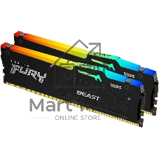 Оперативная память Kingston Fury Beast, DDR5, 32Gb (2x16GB), 5600MHz, CL36, DIMM, с радиаторами, RGB, черный
