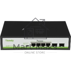 Коммутатор Tiandy TC-P3S06 Spec:H/0402/AT/60/V2.0, 4×1 Гбит/с PoE + 2×1 Гбит/с SFP, неуправляемый