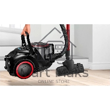 Пылесос Bosch BGS41POW1 черный/красный, 350/700 Вт, уборка сухая, пылесборник контейнер 2.4 л