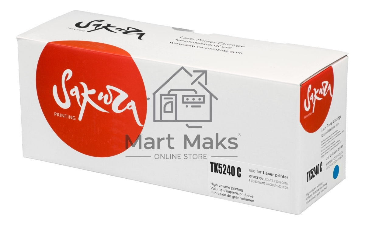 Картридж Sakura TK5240C для Kyocera Mita ECOSYS p5026cdn/p5026cdw/m5526cdn/m5526cdw, синий, 3 000к.