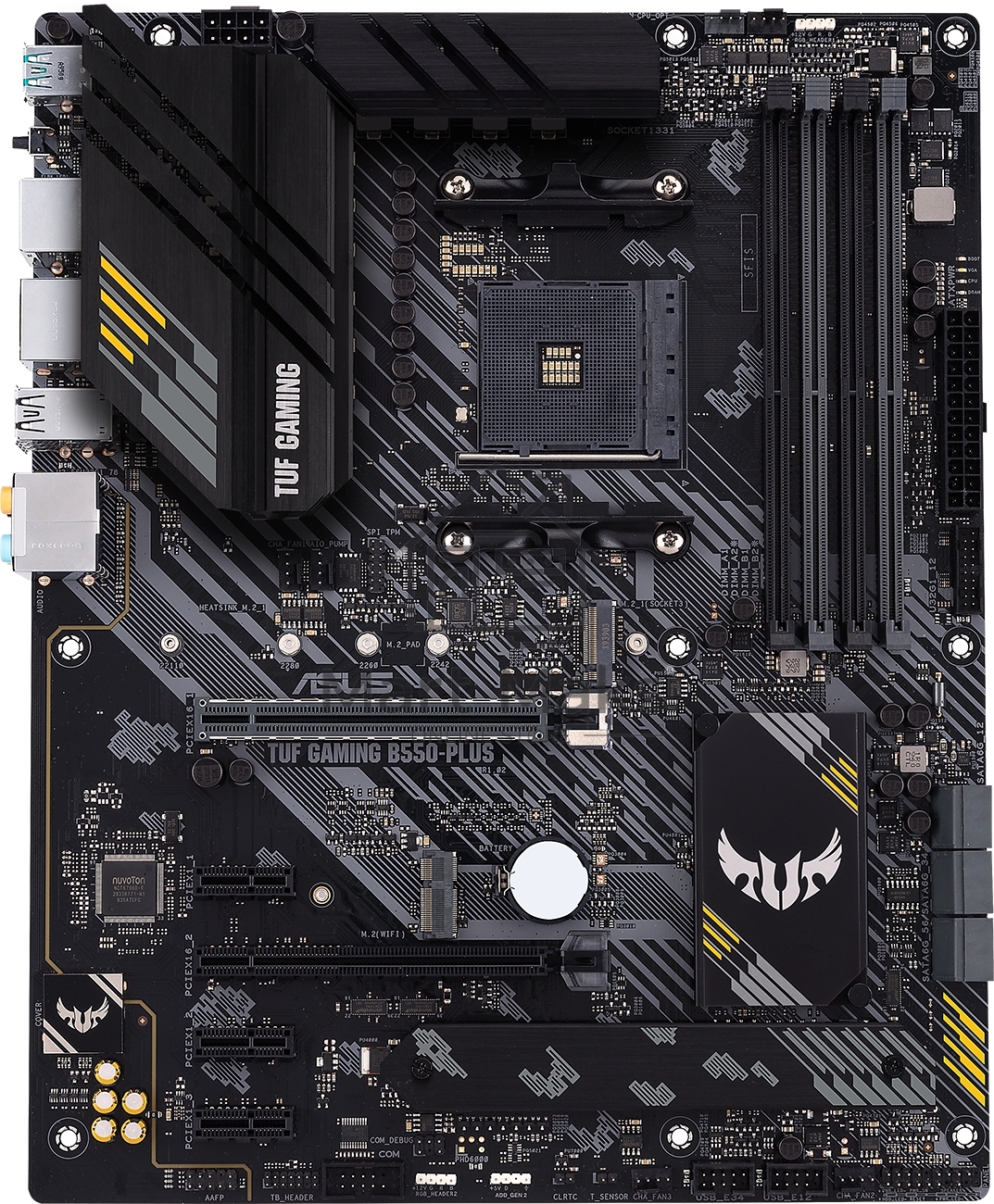 Материнская плата ASUS TUF GAMING B550-PLUS, AM4, AMD B550, 4xDDR4, 6xSATA, 2xM.2, 1xPCIe 4.0 x16, 1xPCIe 3.0 x16, 3xPCIe x1, 1xHDMI, 1xDP, 1x 2.5Gb LAN, 4xUSB-A 3.2 Gen 1, 1xUSB-A 3.2 Gen 2, 2xUSB-A 2.0, 1xUSB-C 3.2 Gen 2, 5x3.5 мм, 7.1, ATX
