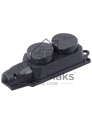 Розетка (колодка) 2-м Омега РБ32-1-0м с защ. крышкой IP44 каучук ИЭК PKR62-016-2-K02