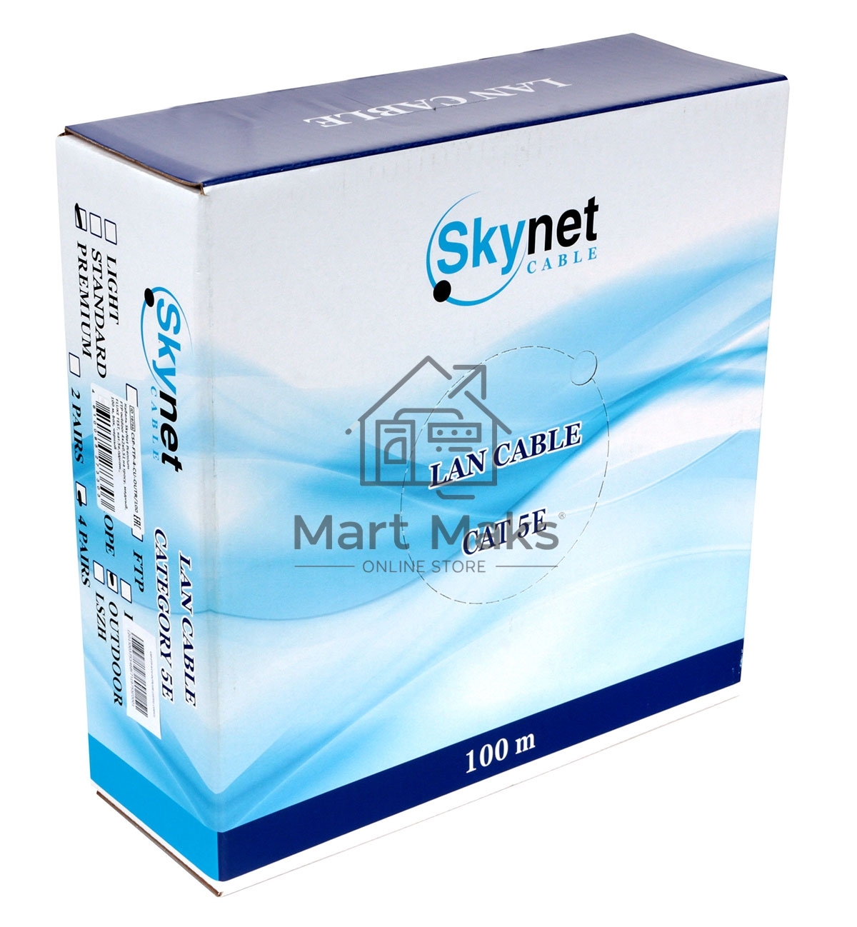 Кабель SkyNet Premium FTP outdoor 4x2x0,51 на тросу, медный, FLUKE TEST, кат.5e, однож., 100 м, box, черный