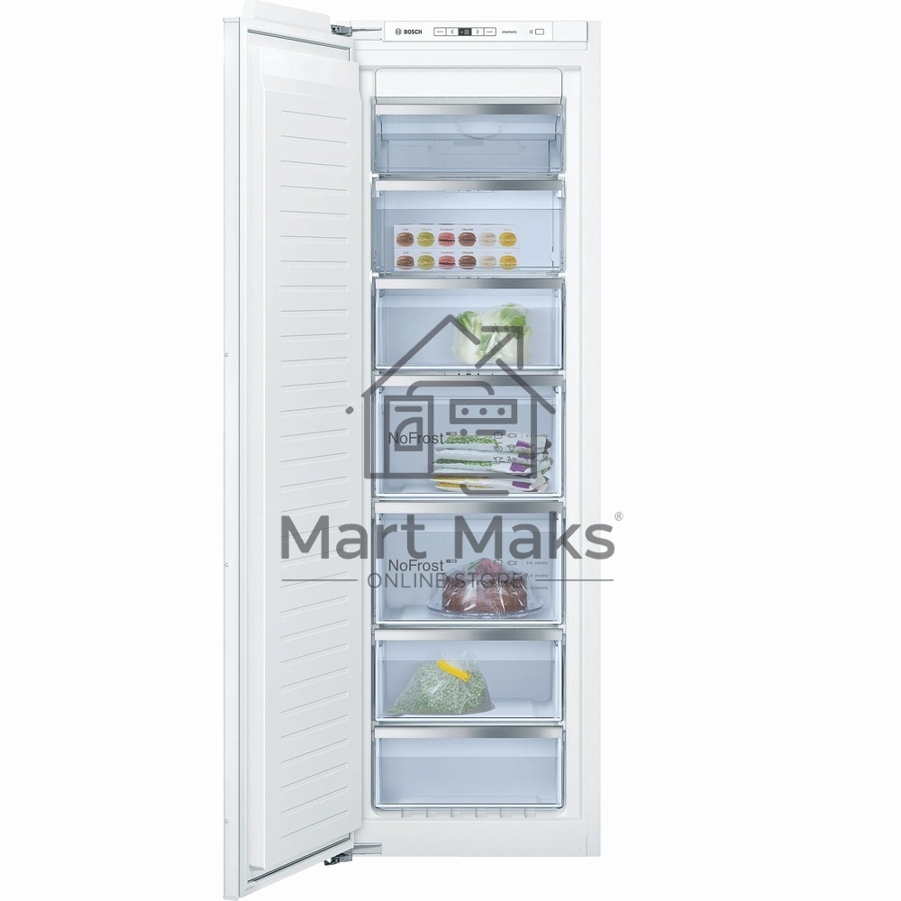 Встраиваемый морозильный шкаф Bosch GIN81AEF0U, белый, 212л, 5 ящиков