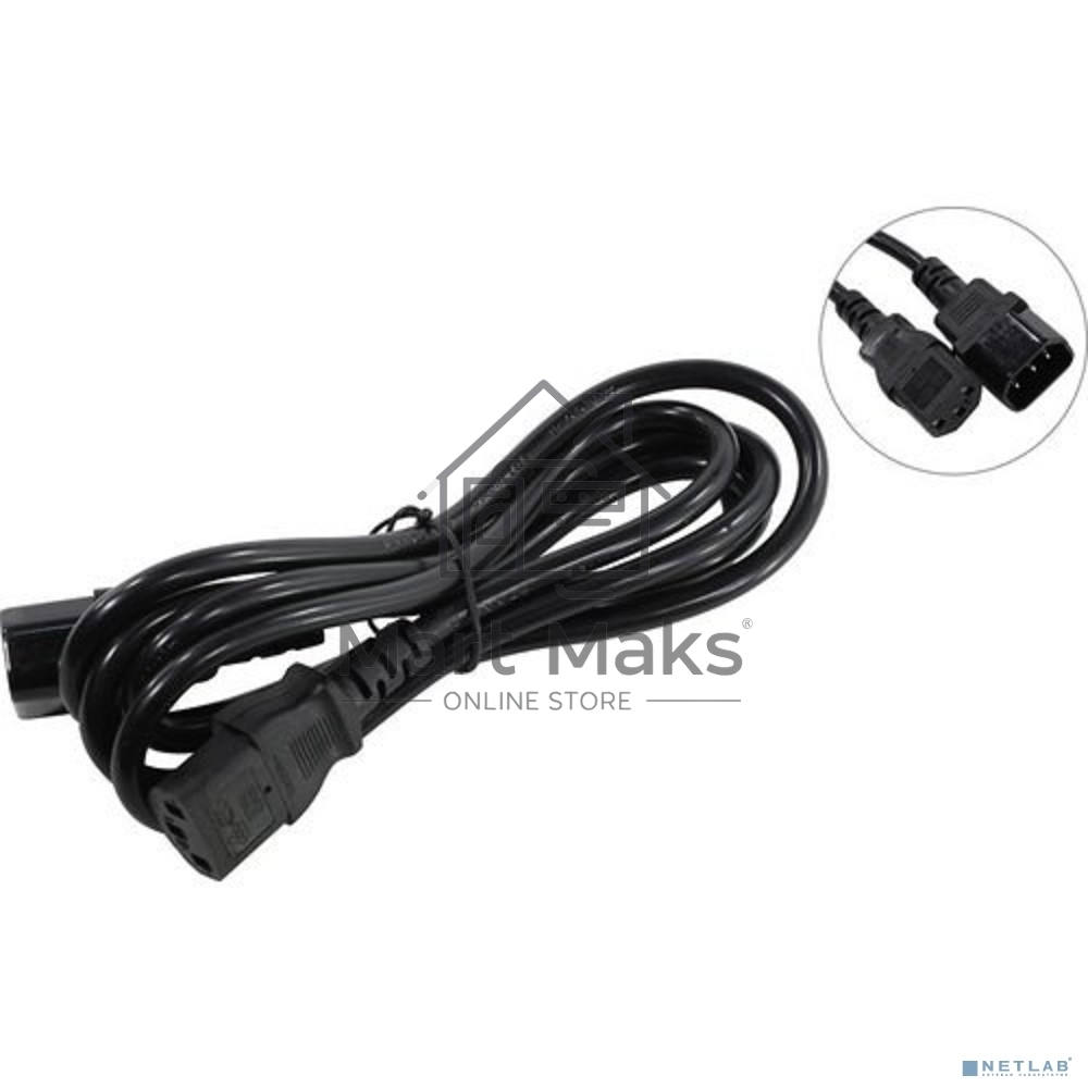 Кабель монитор-компьютер (UPS->уст-во) ExeGate Power EC-1,8P (С13->С14) VDE-250V-3*1,00-CU,10A, 1.8м