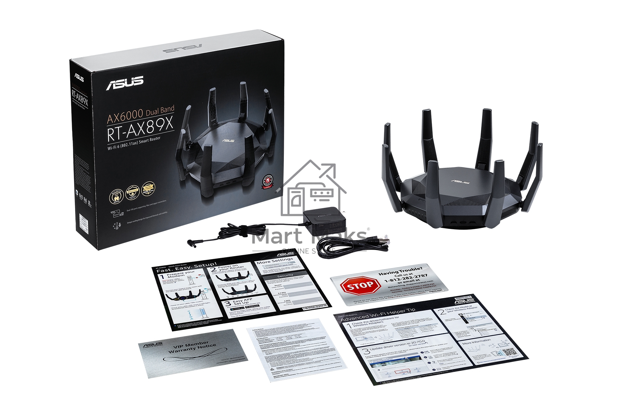 Роутер ASUS RT-AX89X, 802.11b/g/n/ac/ax, до 1148+4804 бит/c, 2,4 + 5 гГц, 8 антенны, USB, GBT LAN