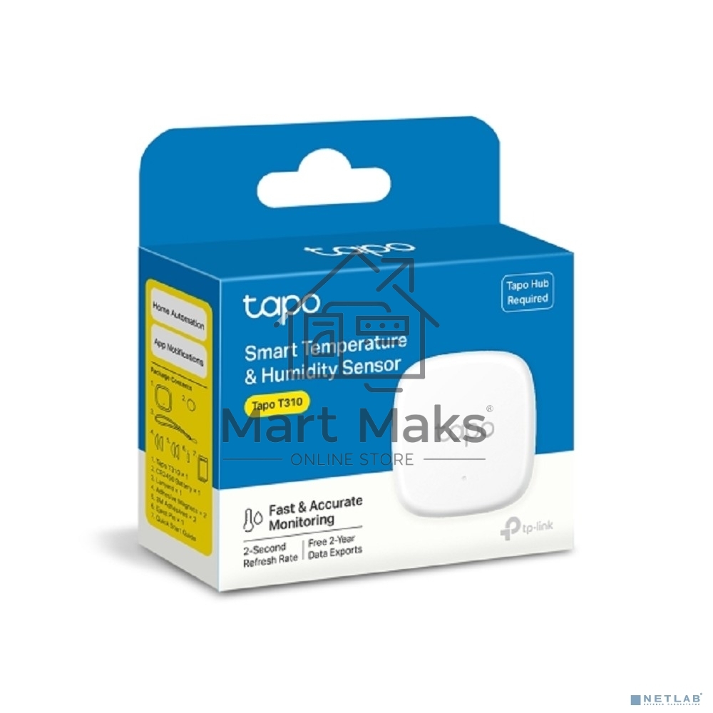 Умный датчик температуры и влажности TP-Link Tapo T310, 868 МГц, питание от батарейки CR2450