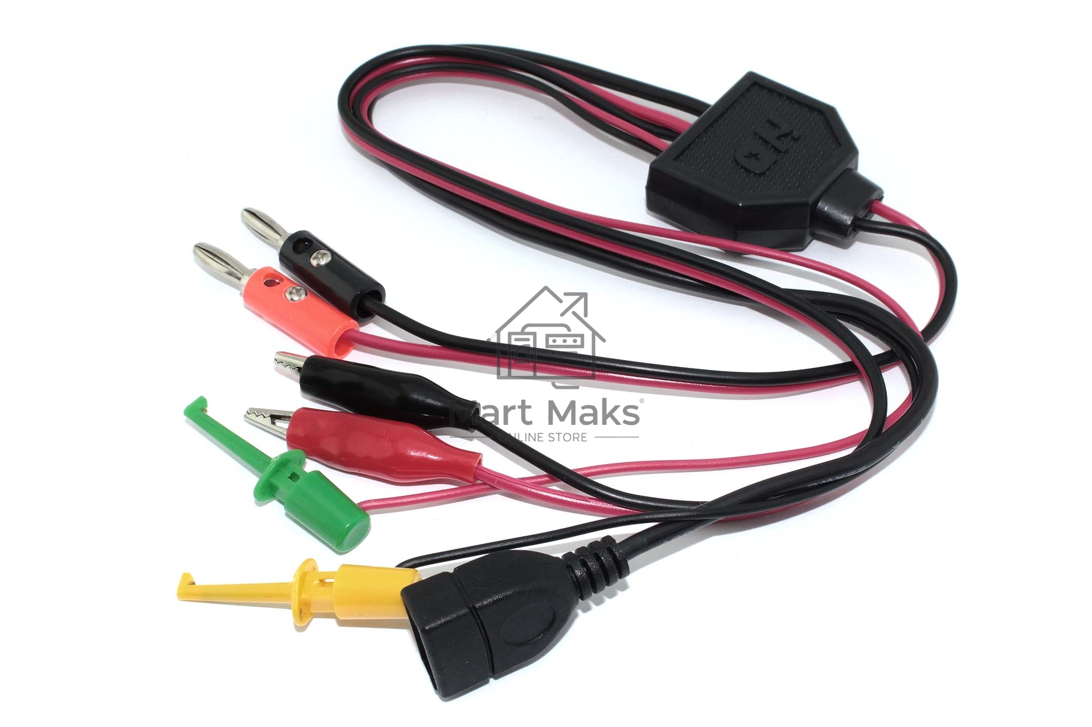 Универсальный провод для лабораторных блоков питания с крокодилами, 2 зажима и USB