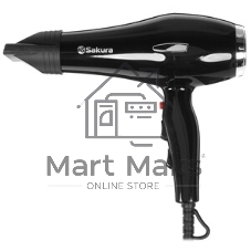 Фен SAKURA SA-4044BK Professional черный, 2000 Вт, компактный
