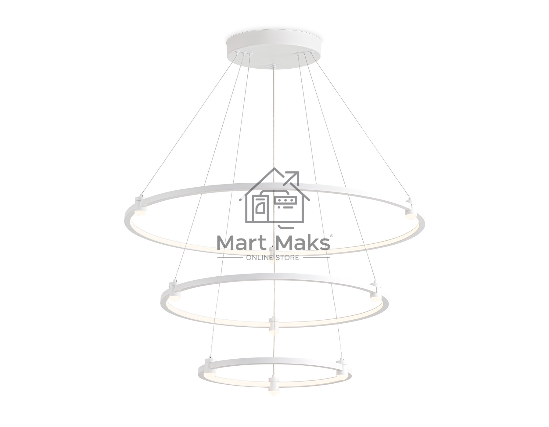 Подвесной светодиодный светильник Ambrella light FL5511/3+9 WH белый 90W 3000K/4200K/6400K D800/600/400*1300 (без ПДУ)