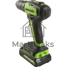 Дрель-шуруповерт Greenworks GD24DD35K2, 20 В, 2 Ач, 35 Нм, бесщеточный
