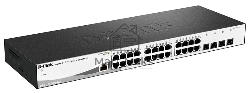 Управляемый коммутатор D-Link DGS-1210-28/ME/A2A2 уровня с 24 портами 10/100/1000Base-T и 4 портами 1000Base-X SFP