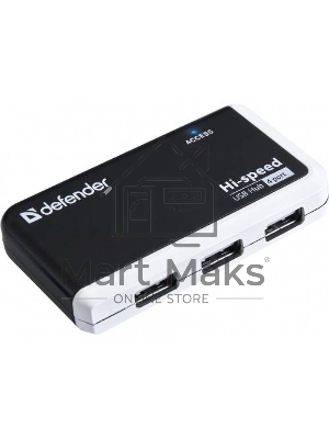 Разветвитель USB Defender QUADRO INFIX USB2.0 - 4 порта, скор. - до 480 Мбит/с, + кабель USB 2.0 A(M) - MiniB (M) - 1м.