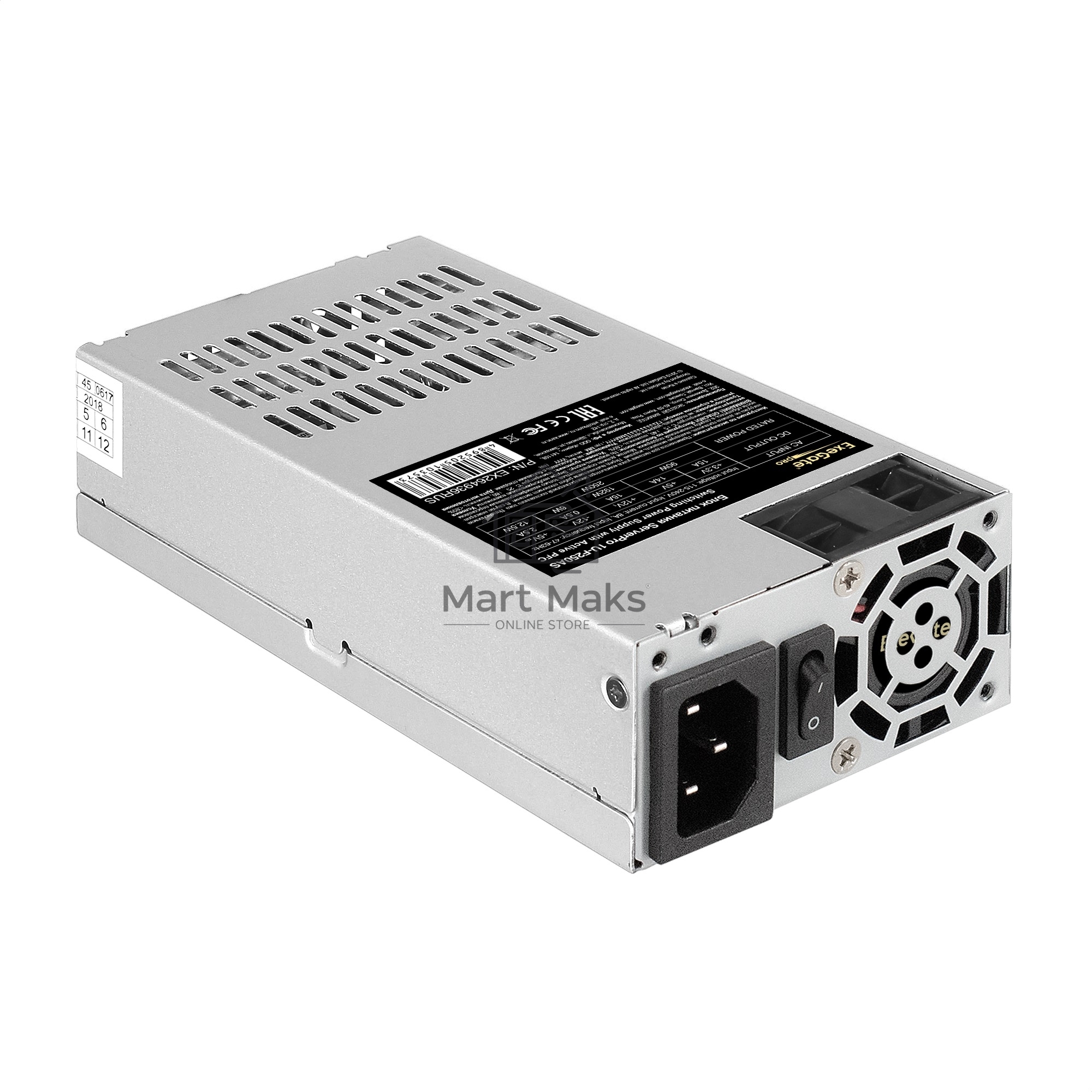 Серверный блок питания250W Exegate <ServerPRO-1U-F250AS> APFC, унив. для Flex1U, 24pin, 4pin,3xSATA, 2xIDE