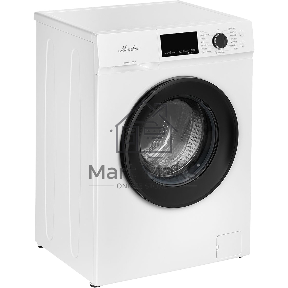 Стиральная машина MONSHER MWM 500 Blanc белая, загрузка фронтальная 9кг, 1200 об/мин., класс: A+++