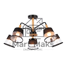 Светильник Ambrella light TR4741/5 BK/LW черный/светлое дерево E27/5 max 40W D760*350