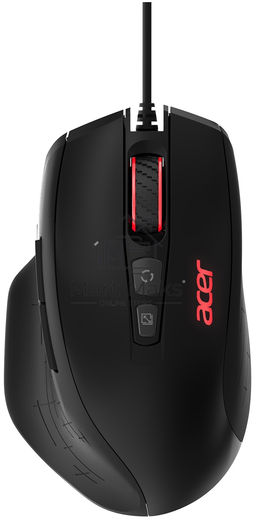 Мышь проводная Acer OMW124 черный, 6400 dpi, USB, кнопки - 8