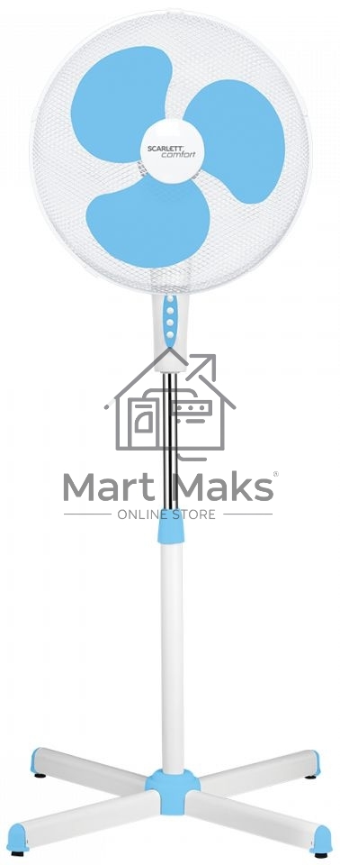 Вентилятор напольный Scarlett SC-SF111B29 45Вт скоростей:3 белый/голубой