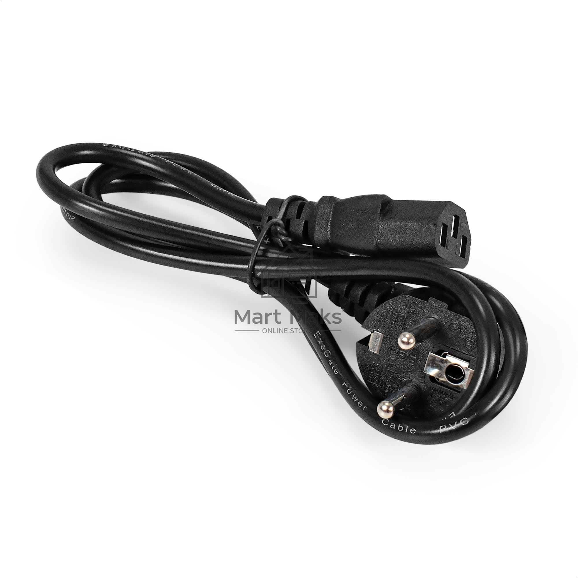 Кабель питания ExeGate Power PC-1P (Евровилка угловая Schuko->C13, VDE-250V-3*1.0mm2, медь, черный, 16A, 1м)