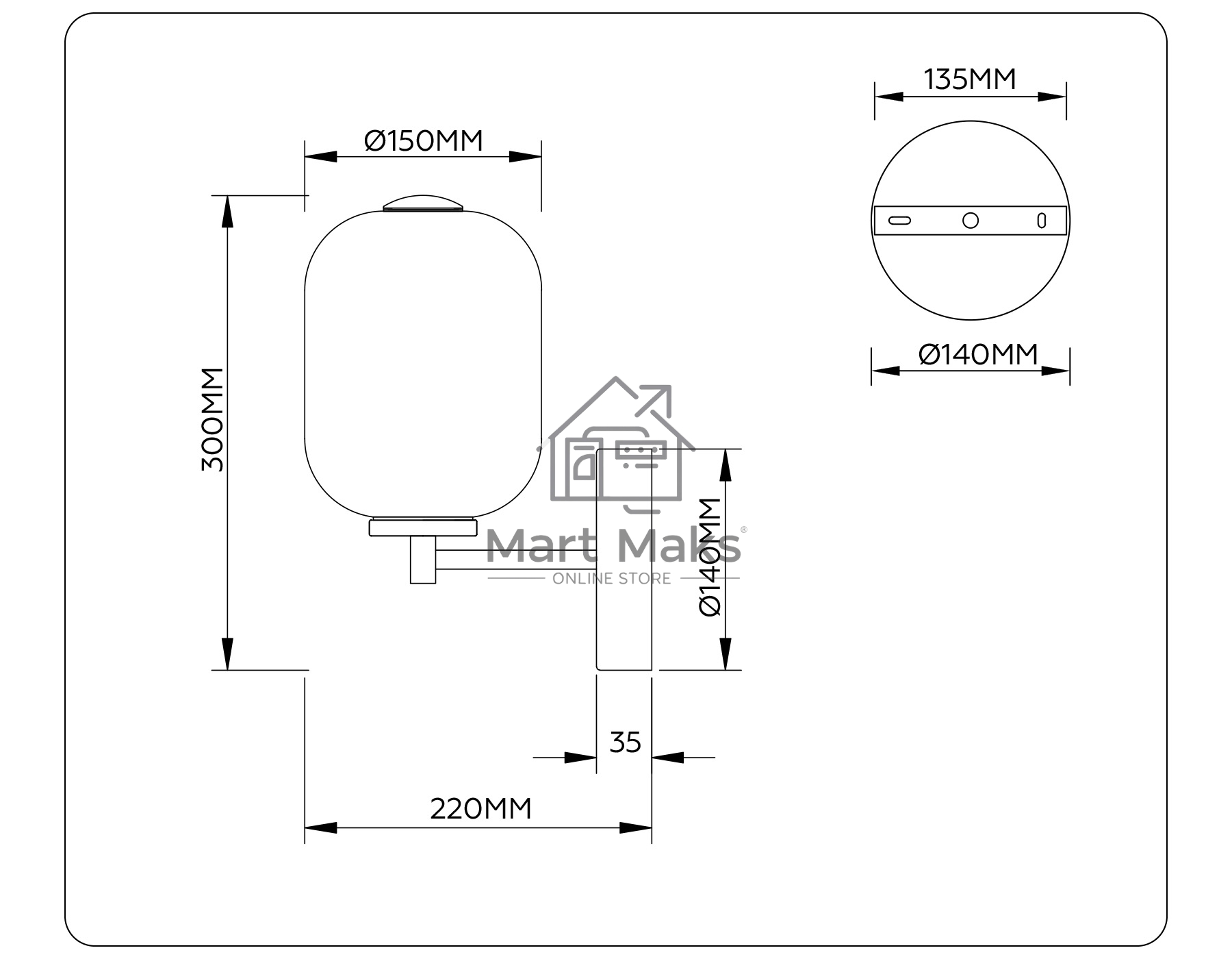 Настенный светодиодный светильник Ambrella light LH11039 BK/MG черный/мраморно-серый 8W 3000K 150*220*300