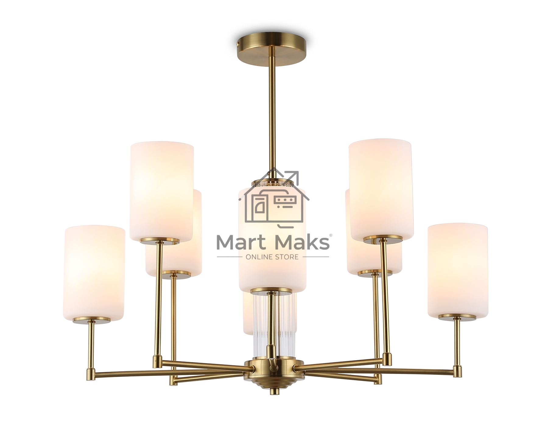 Люстра Ambrella light LH56217/8 BS/FR латунь/белый матовый E27/8 max 60W D700*600
