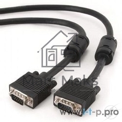 Кабель Gembird/Cablexpert CC-PPVGA-20M-B, Кабель VGA Premium, 15M/15M, 20м, черный, тройной экран,феррит.кольца