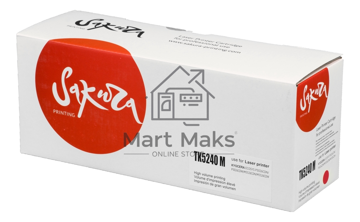 Картридж Sakura TK5240M для Kyocera Mita ECOSYS p5026cdn/p5026cdw/m5526cdn/m5526cdw, пурпурный, 3 000к.