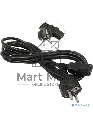 Кабель питания ExeGate Power PC-3P (Евровилка Schuko->С13) VDE-250V-3*0.5-CU, 6A, черный, 3м