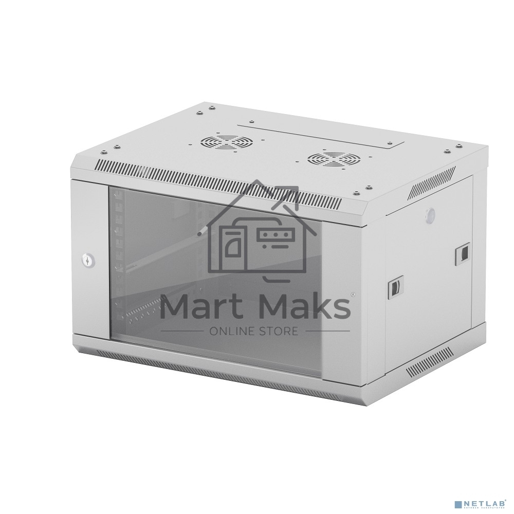 Шкаф телекоммуникационный настенный NEOMAX 6U (600х350), стеклянная дверь, замок (3шт) на ключе, разборный, цвет серый (1 коробка) NCB-WM6U-6035GK3-100-GY